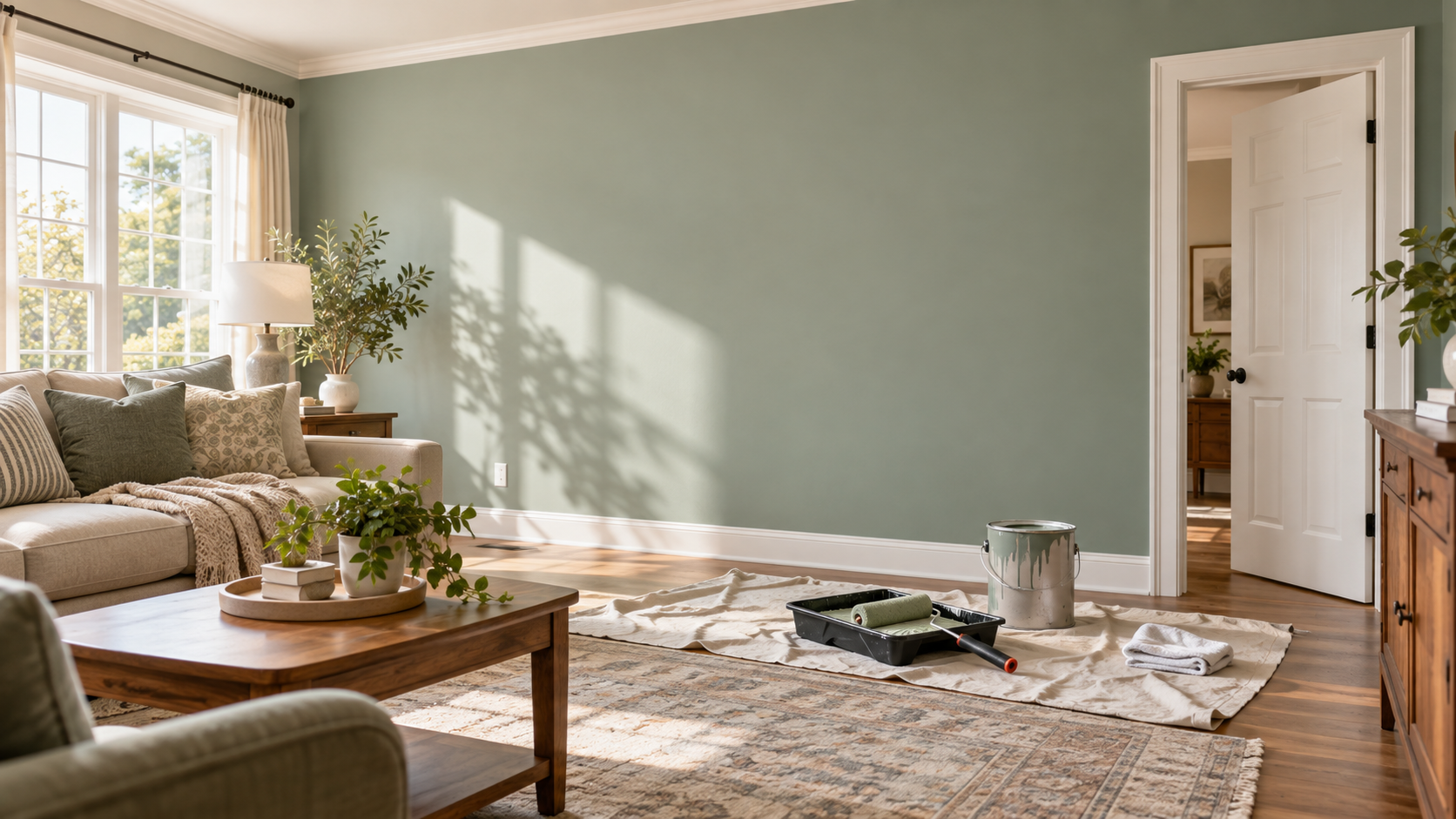 Freshly painted Connecticut interior illustrating different paint drying and curing milestones before normal room use